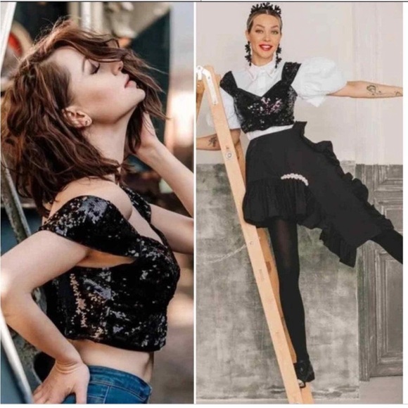 H&M x Simone Rocha Black Sequin top size XL - Picture 3 of 6